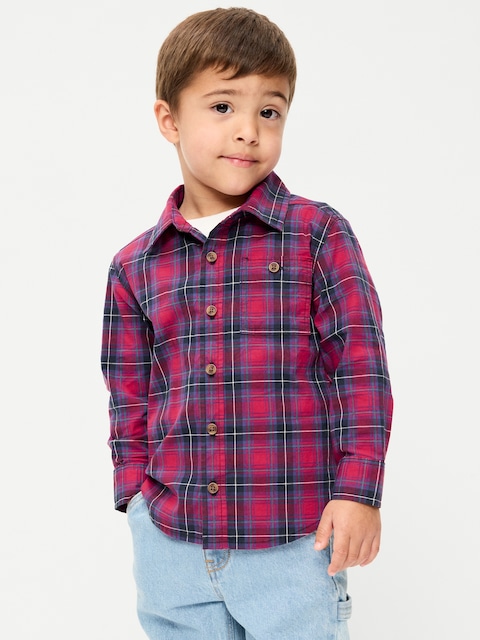 Long-Sleeve Plaid Poplin Shirt for Toddler Boys