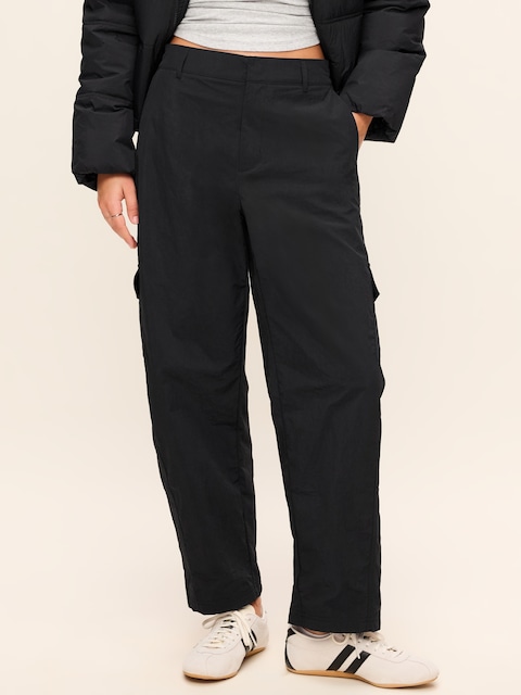 Mid-Rise Barrel-Leg Cargo Pants