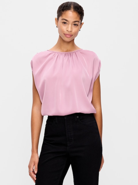 Boatneck Drapey Bubble-Hem Top