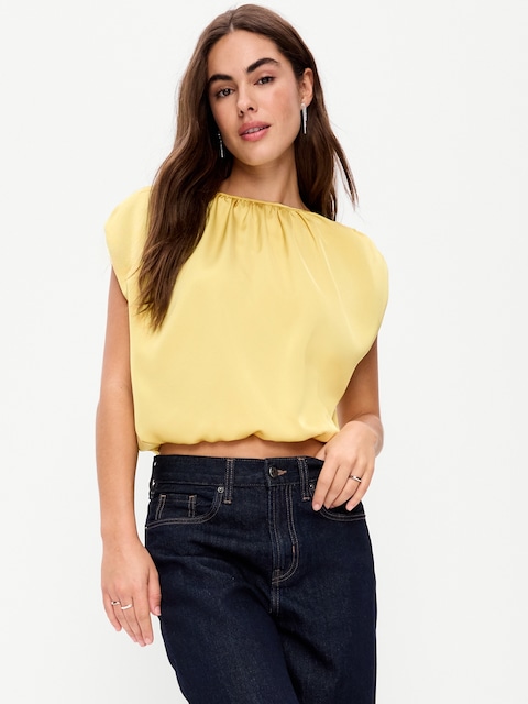 Boatneck Drapey Bubble-Hem Top