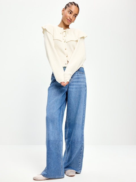 SoSoft Cape-Collar Cardigan Sweater